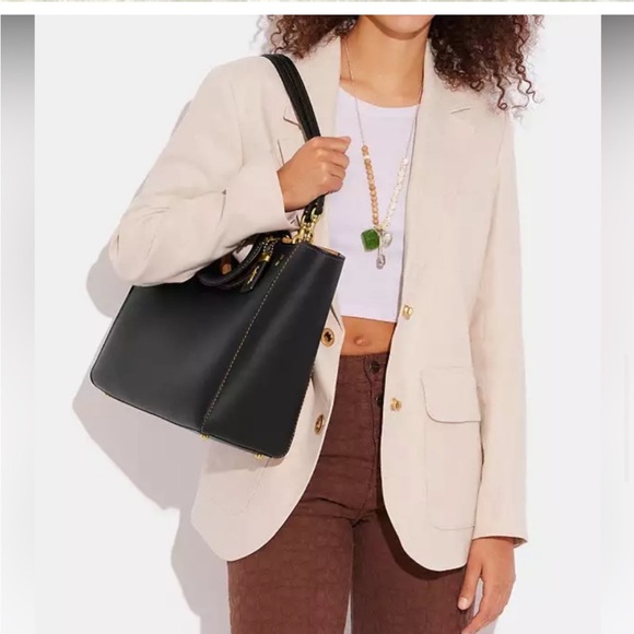 Coach Rae Tote Black Leather Bag - Picture 8 of 12